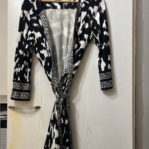 Diane Von Furstenberg Black and White Midi Dress